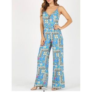 Floral mixed print jumpsuit